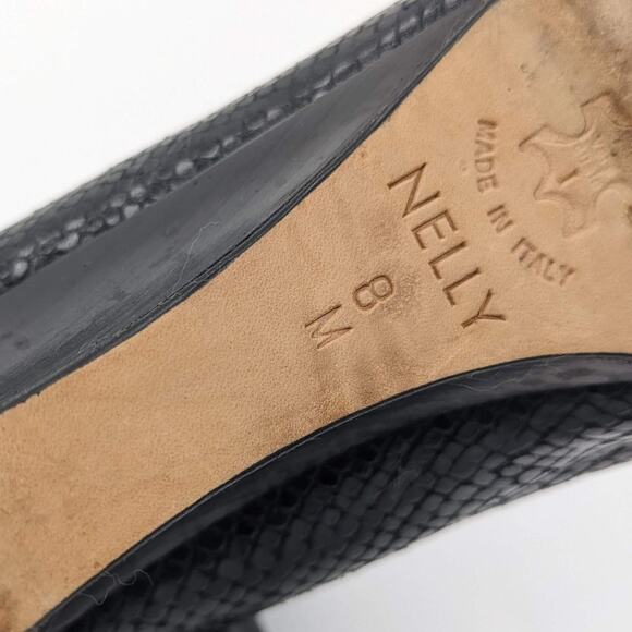 Brighton Black Leather Open Toe Wedges Silver Buckle Detail Size 8 - Picture 2 of 11